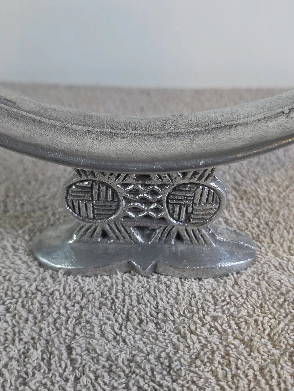 Vintage Metal Csndlestick Designed In The Style Of A Traditional Shona Headrest